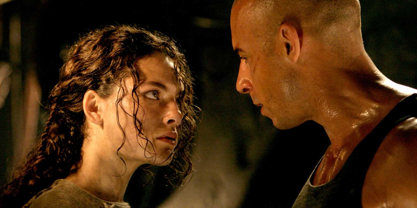 Riddick and Kyra face off in The Chronicles of Riddick