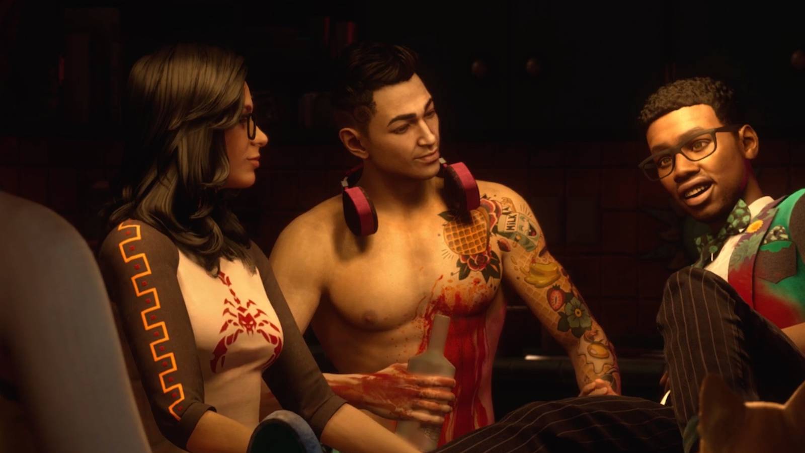 A cutscene featuring characters in Saints Row