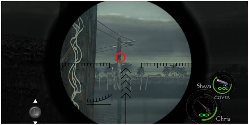 Resident Evil 5 chapter 3-1 emblem 1 on a pole