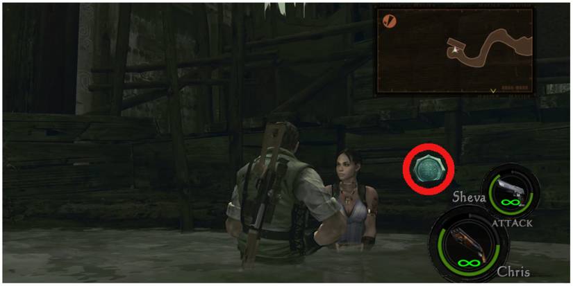 Resident Evil 5 chapter 3-1 emblem 4 underneath the boardwalk