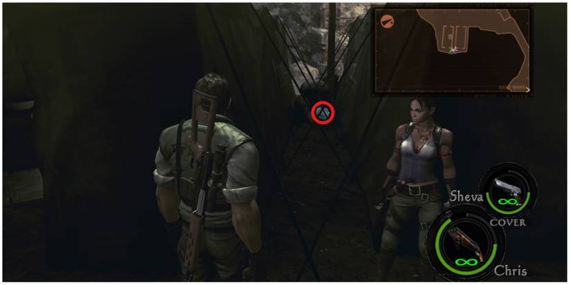 Resident Evil 5 chapter 3-2 emblem 1 between two tents