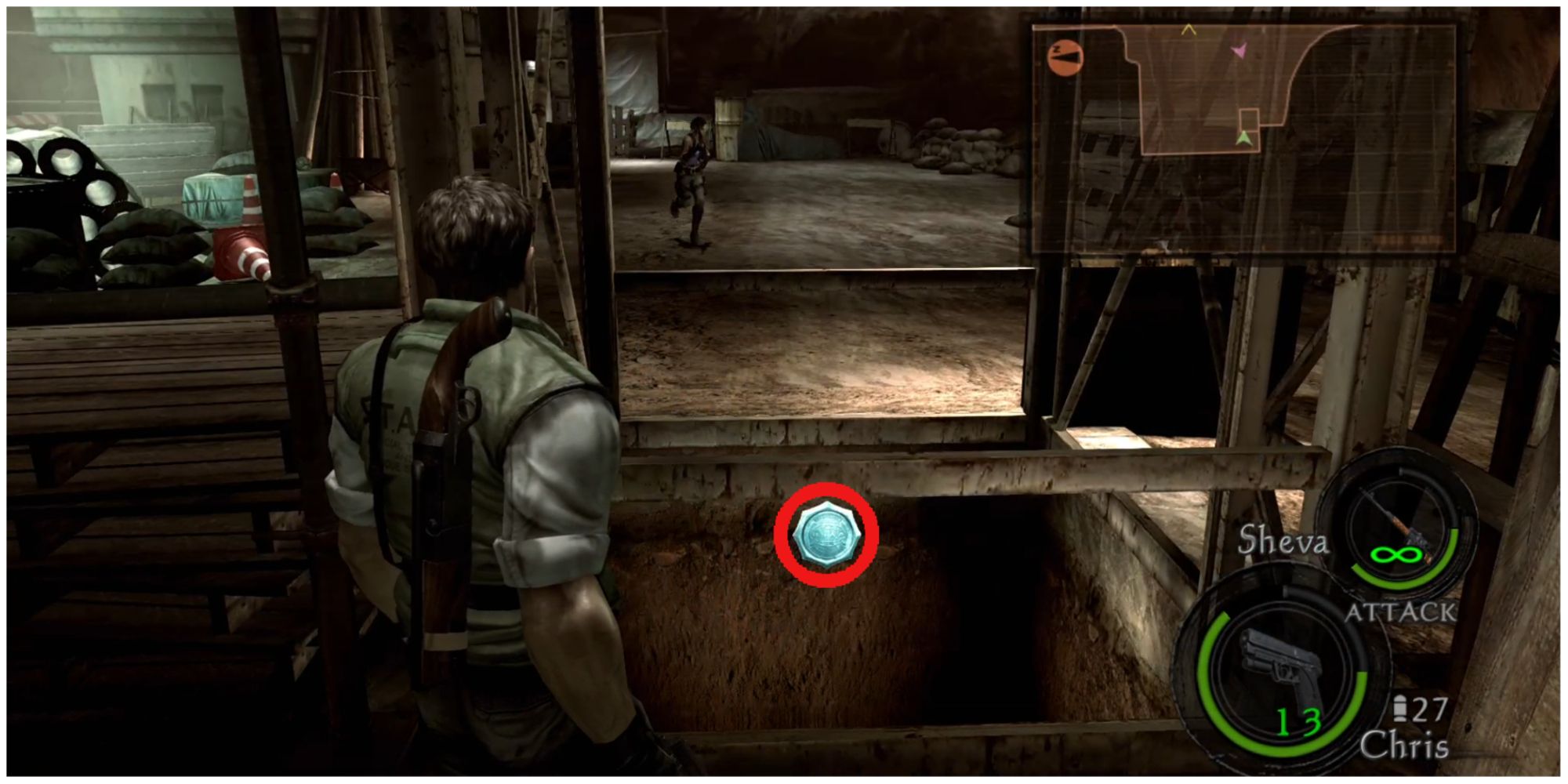 Resident Evil 5 chapter 5-3 emblem 3 in a pit