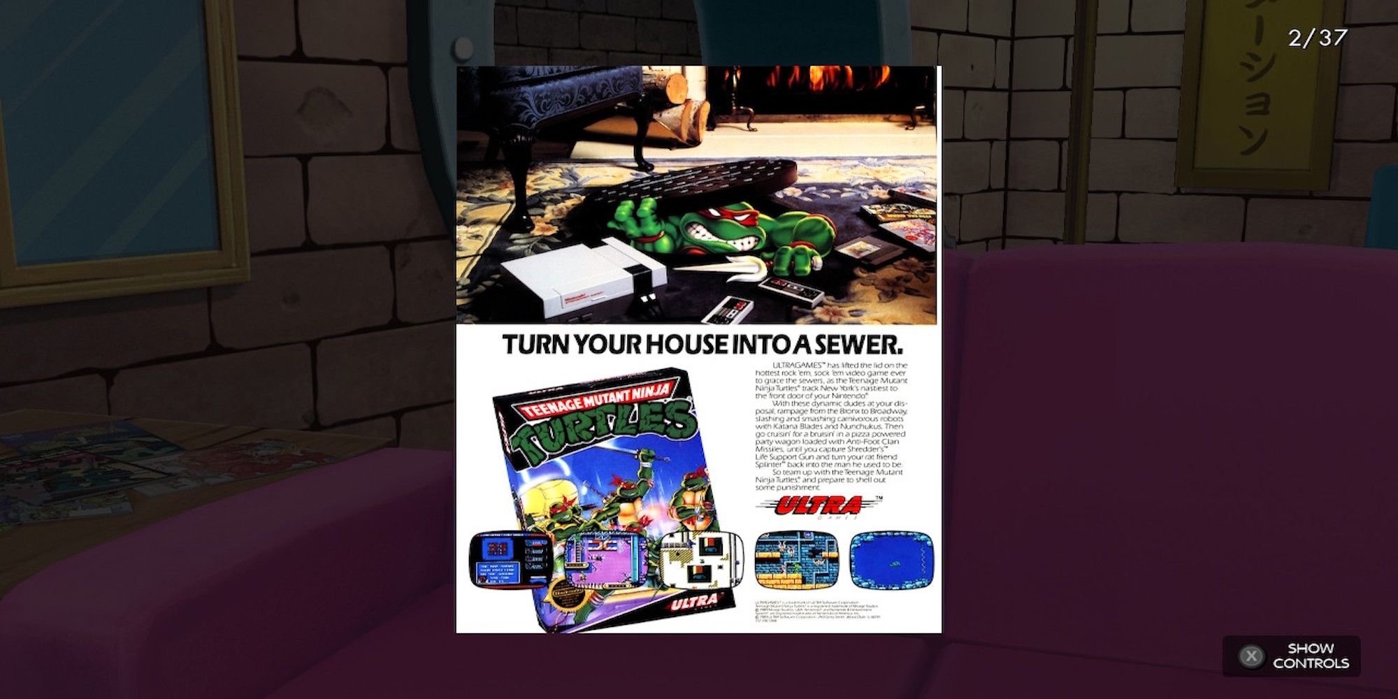 A magazine ad in Teenage Mutant Ninja Turtles-The Cowabunga Collection