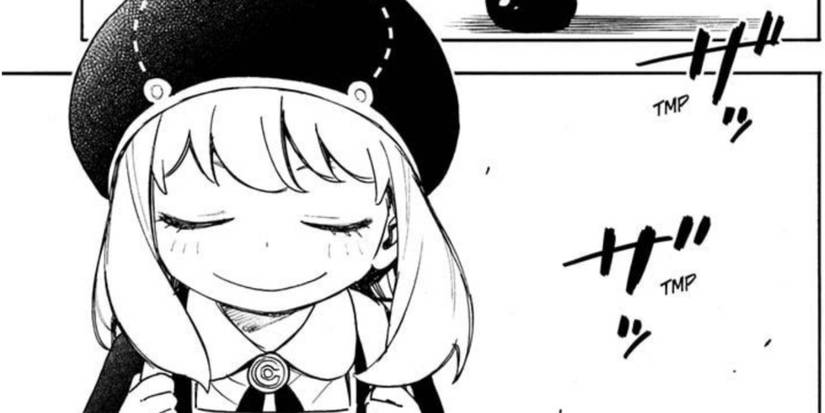 Anya is smiling to herself at school