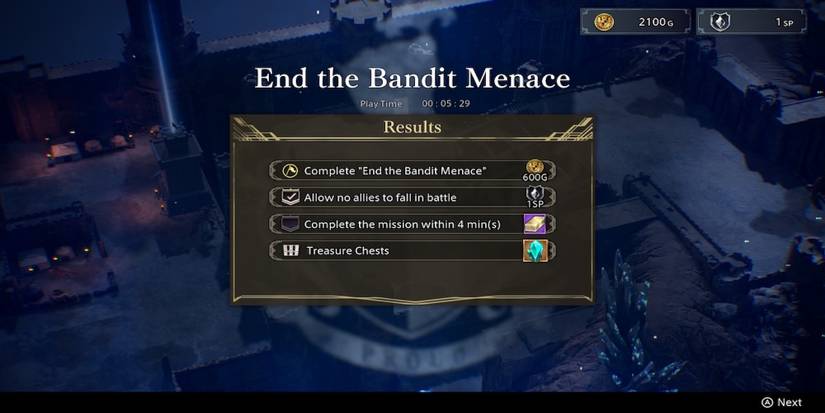 The rewards menu in The Diofield Chronicle