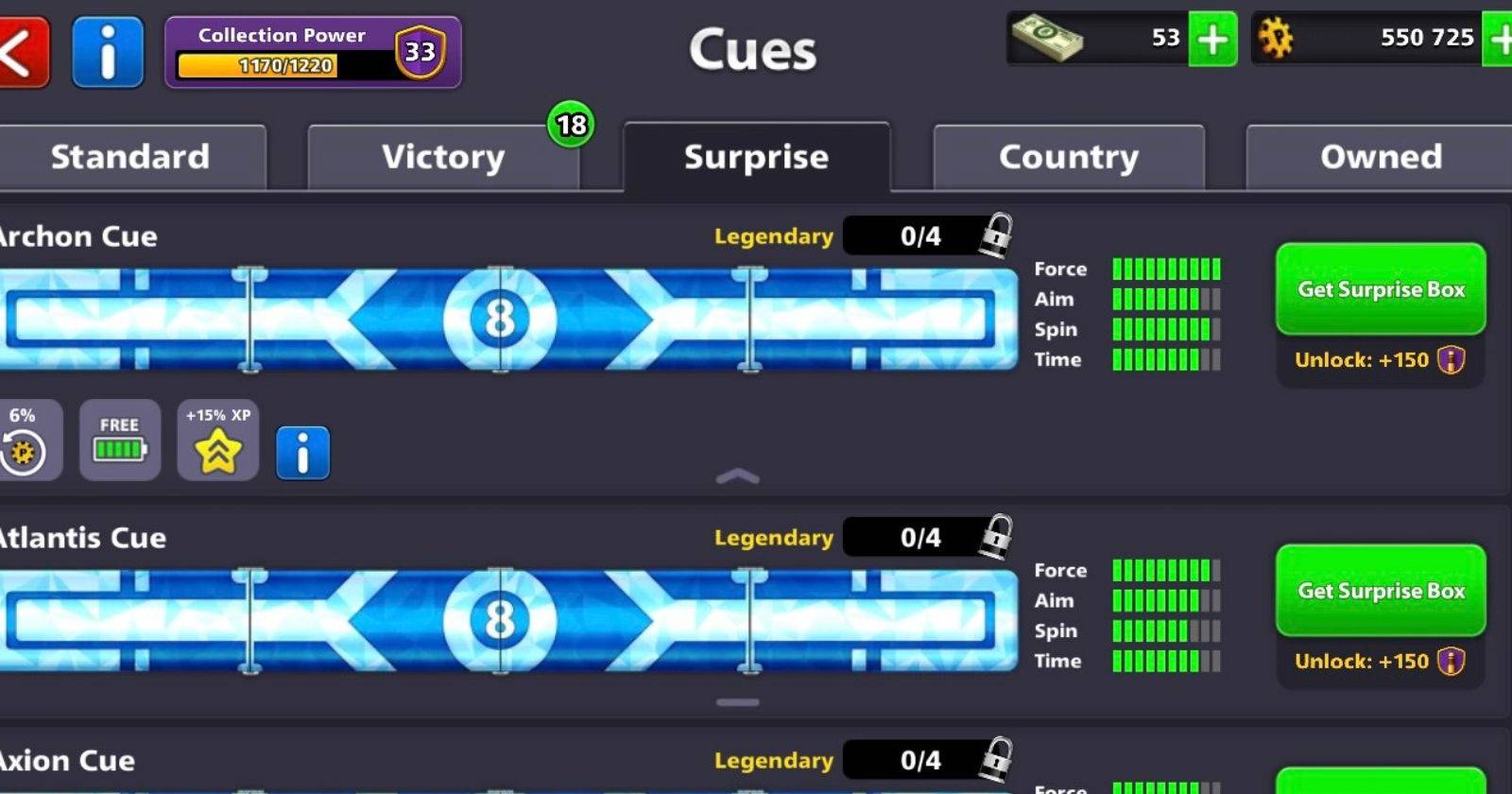 The Archon cue on 8 Ball Pool