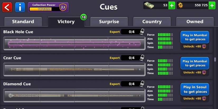 The Black Hole Cue on 8 Ball Pool