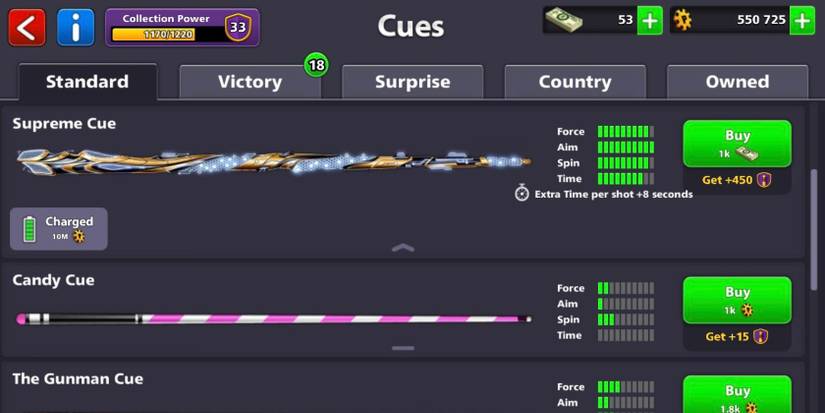 The Supreme Cue on 8 Ball Pool