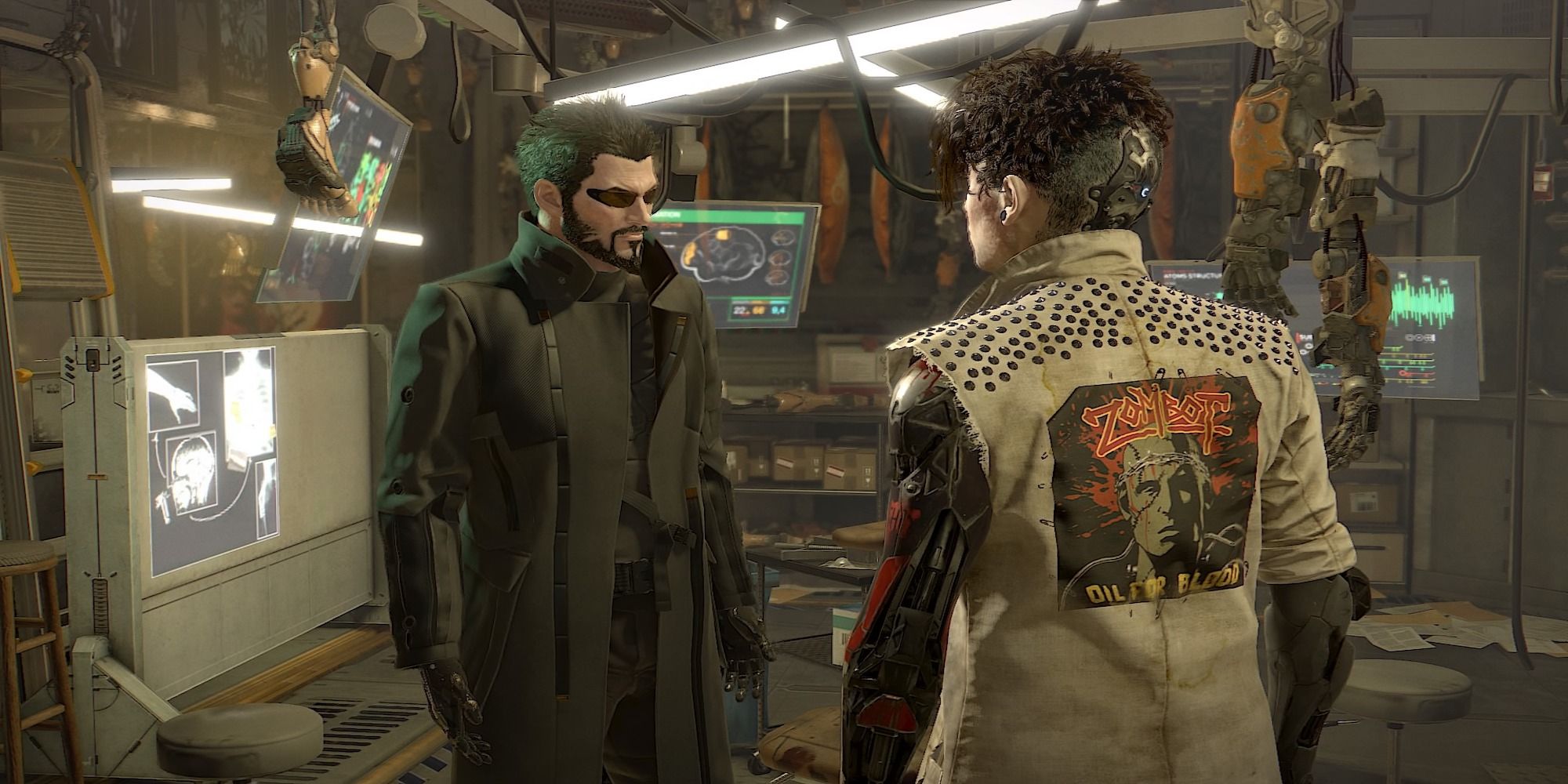 A cutscene featuring characters in Deus Ex Mankind Divided
