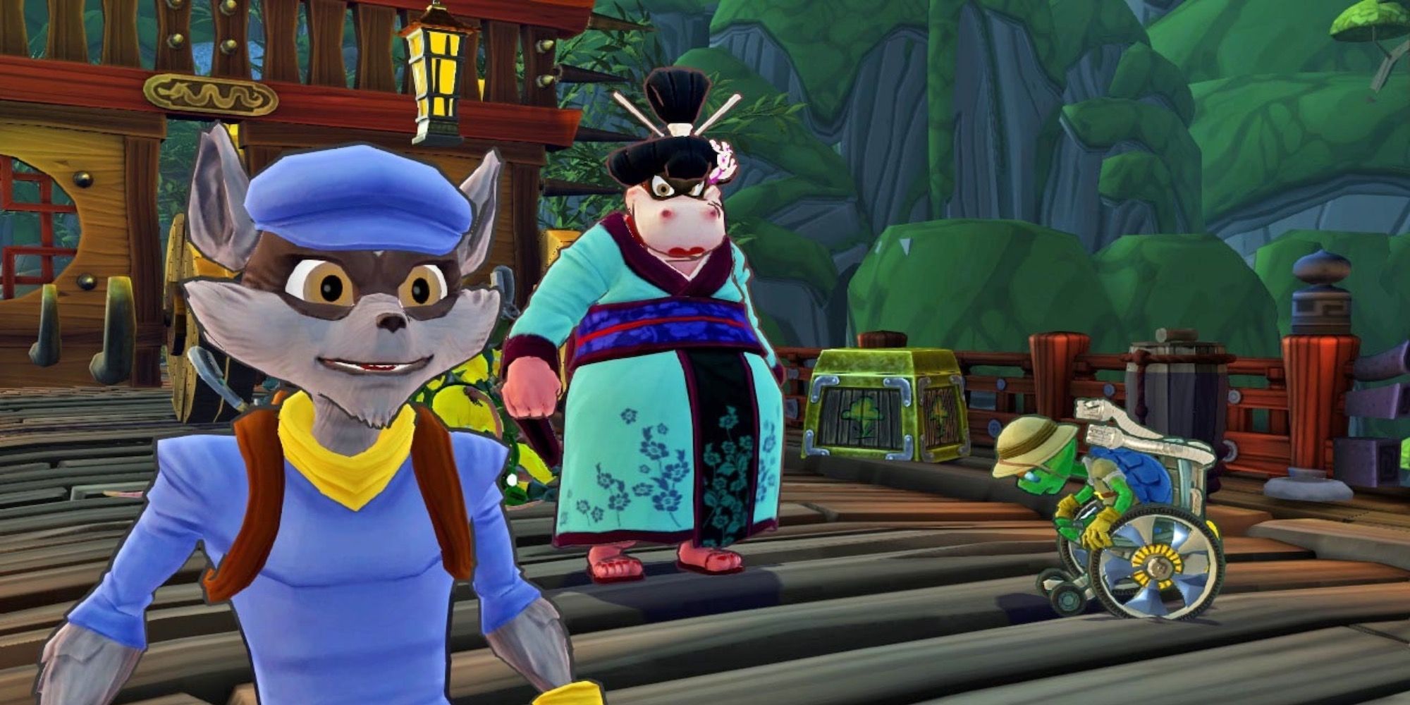 A cutscene featuring characters in Sly Cooper Thieves In Time