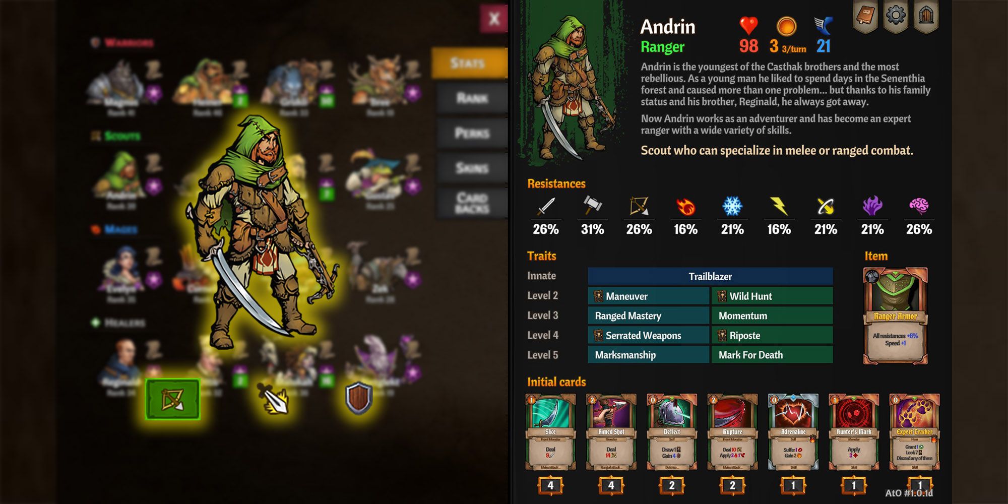 Across The Obelisk - Andrin Character Sheet With Main Stats Overlaid On Top