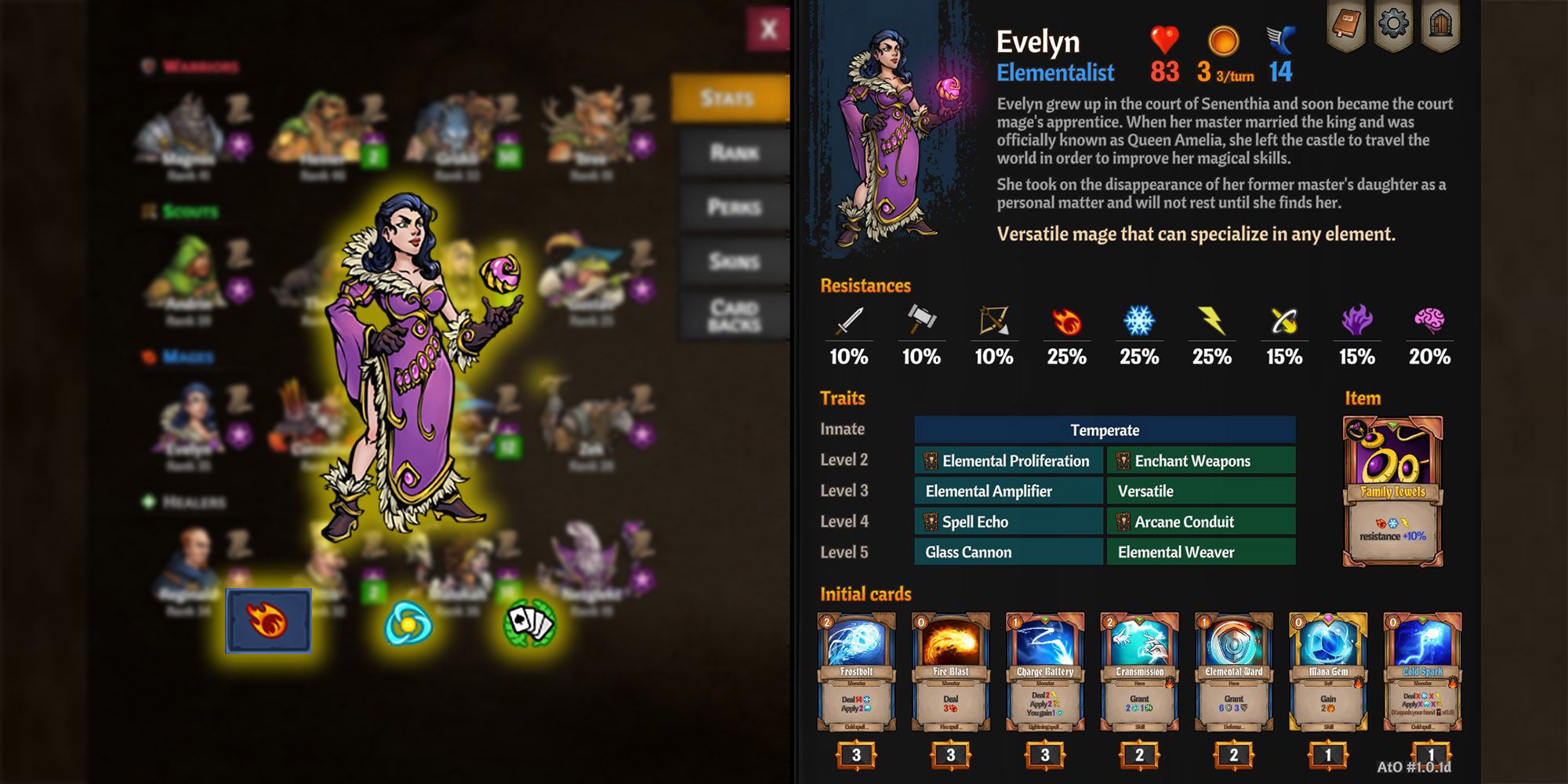 Across The Obelisk - Evelyn Character Sheet With Main Stats Overlaid On Top