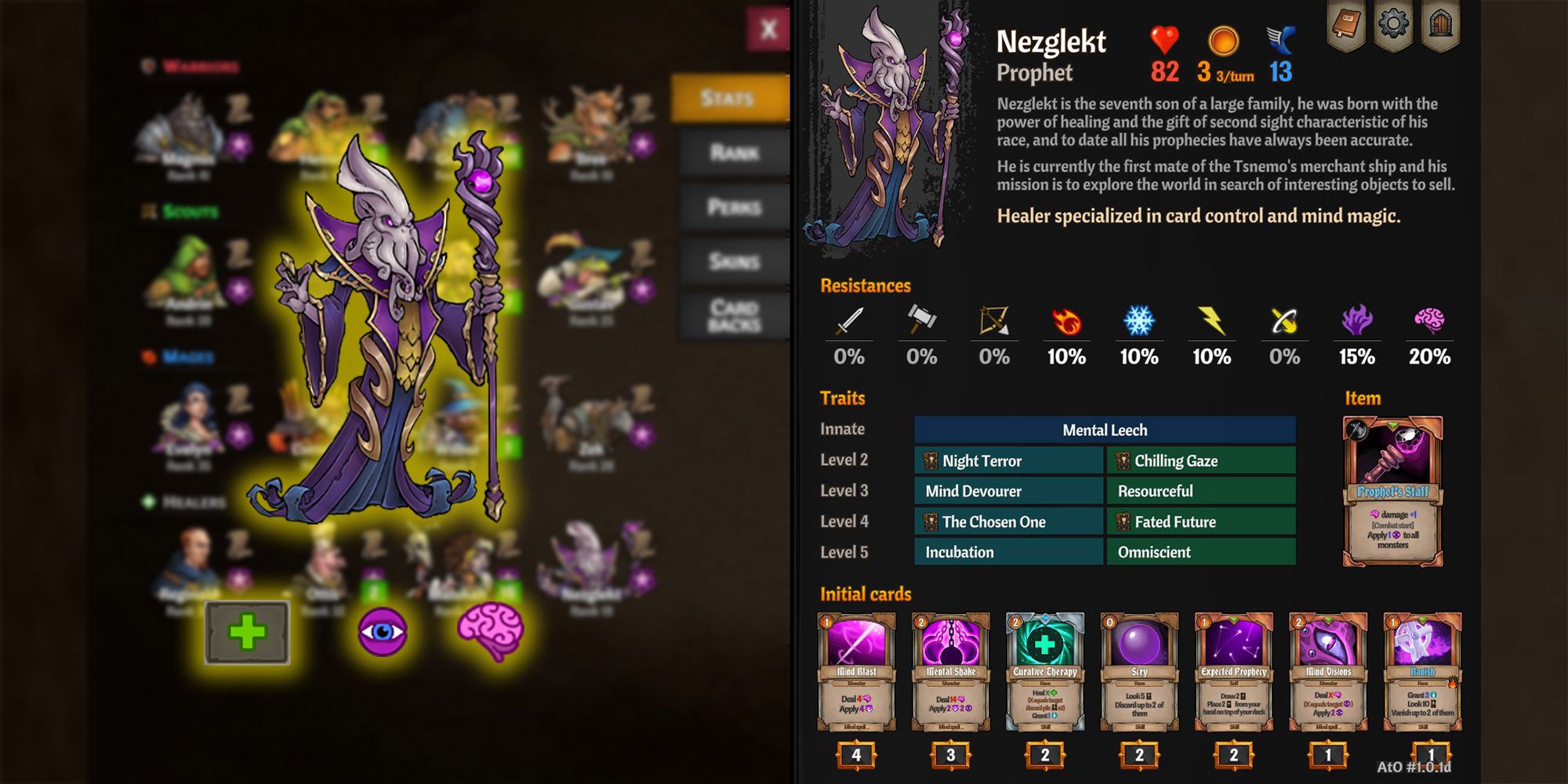 Across The Obelisk - Nezglekt Character Sheet With Main Stats Overlaid On Top