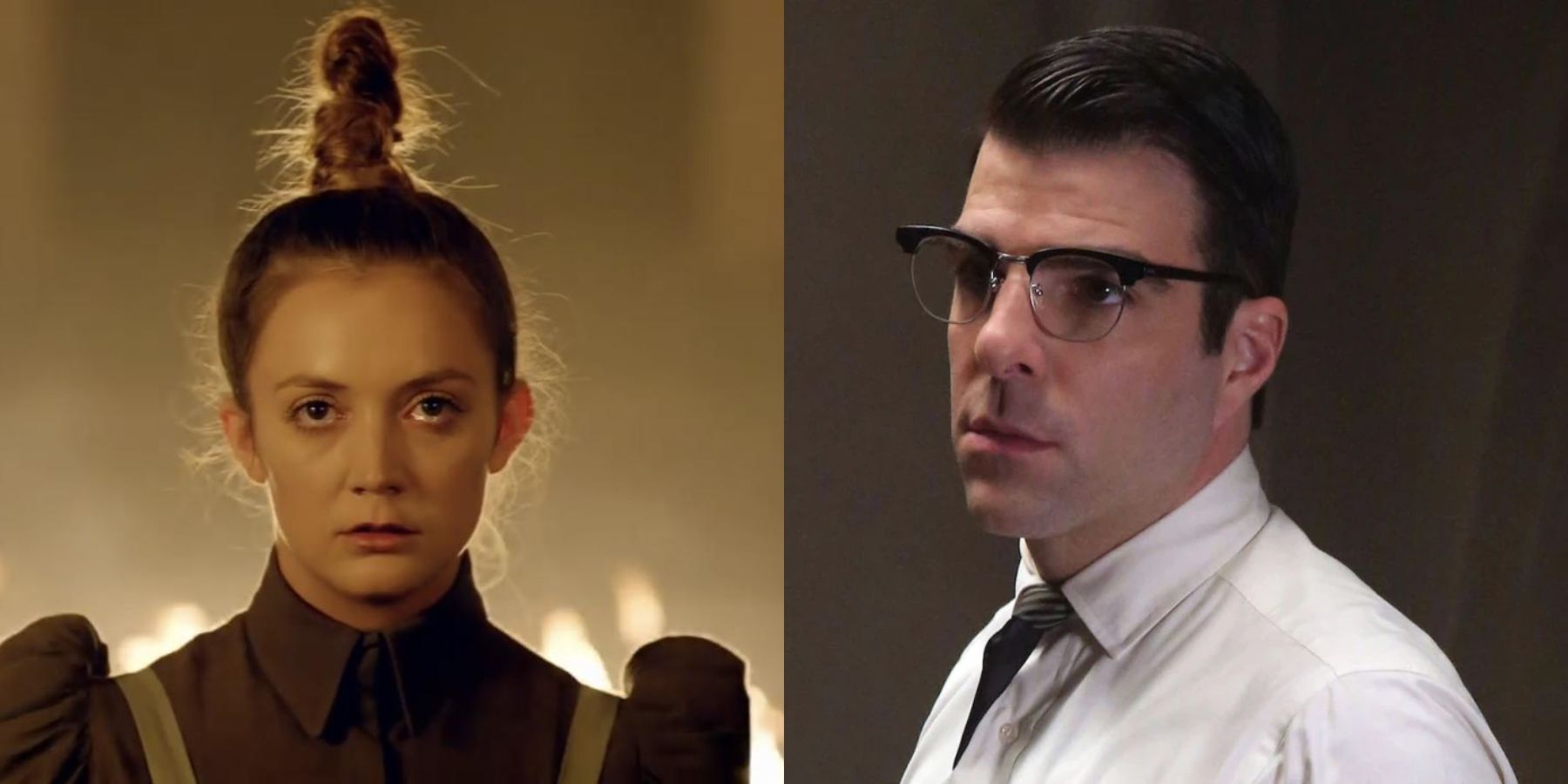 Split image of Billie Lourd and Zachary Quinto in American Horror Story