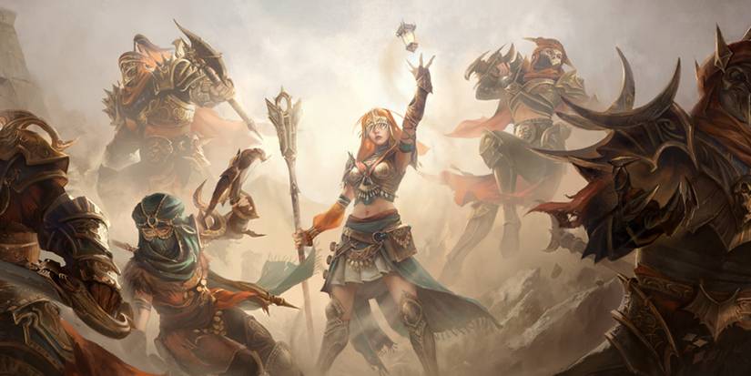 An Adventurer hailing as a victor in Diablo Immortal