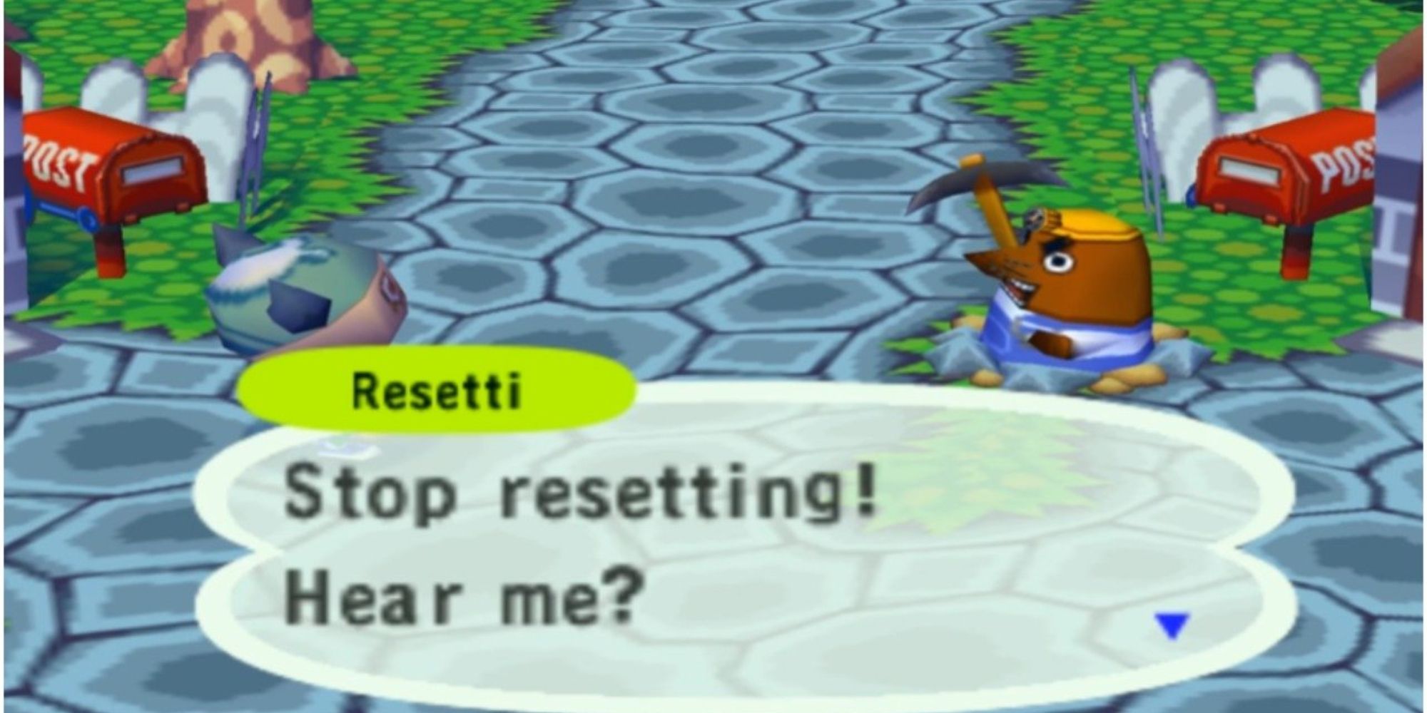 Animal Crossing Resetti would waste players' time as punishment for cutting corners