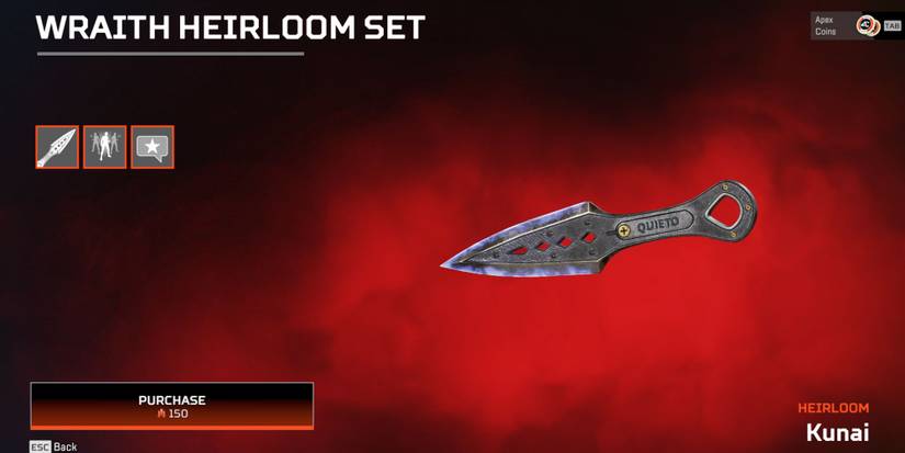 Apex Legends Wraith Heirloom Kunai
