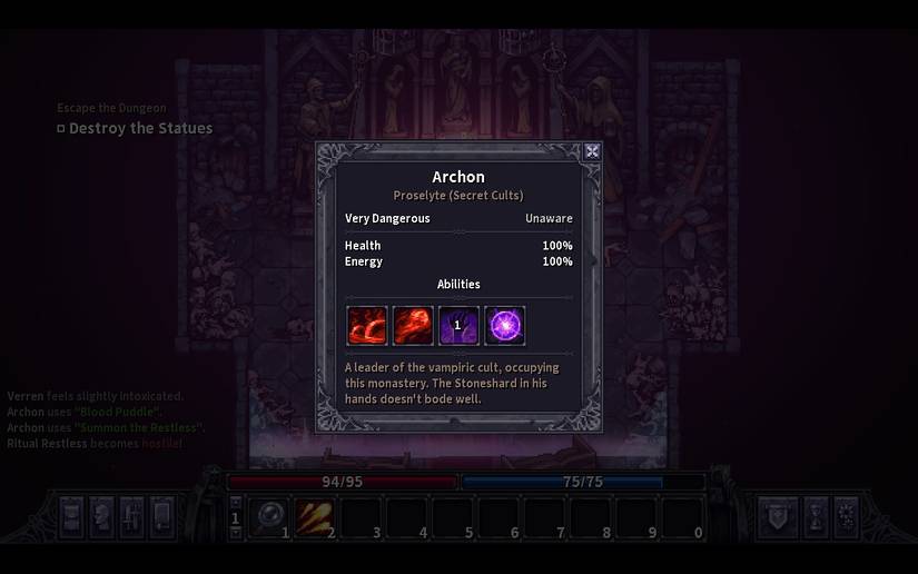 Archon's information screen