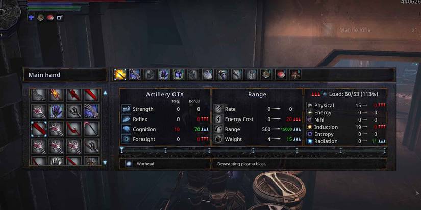 Equipping the Artillery OTX in Hellpoint