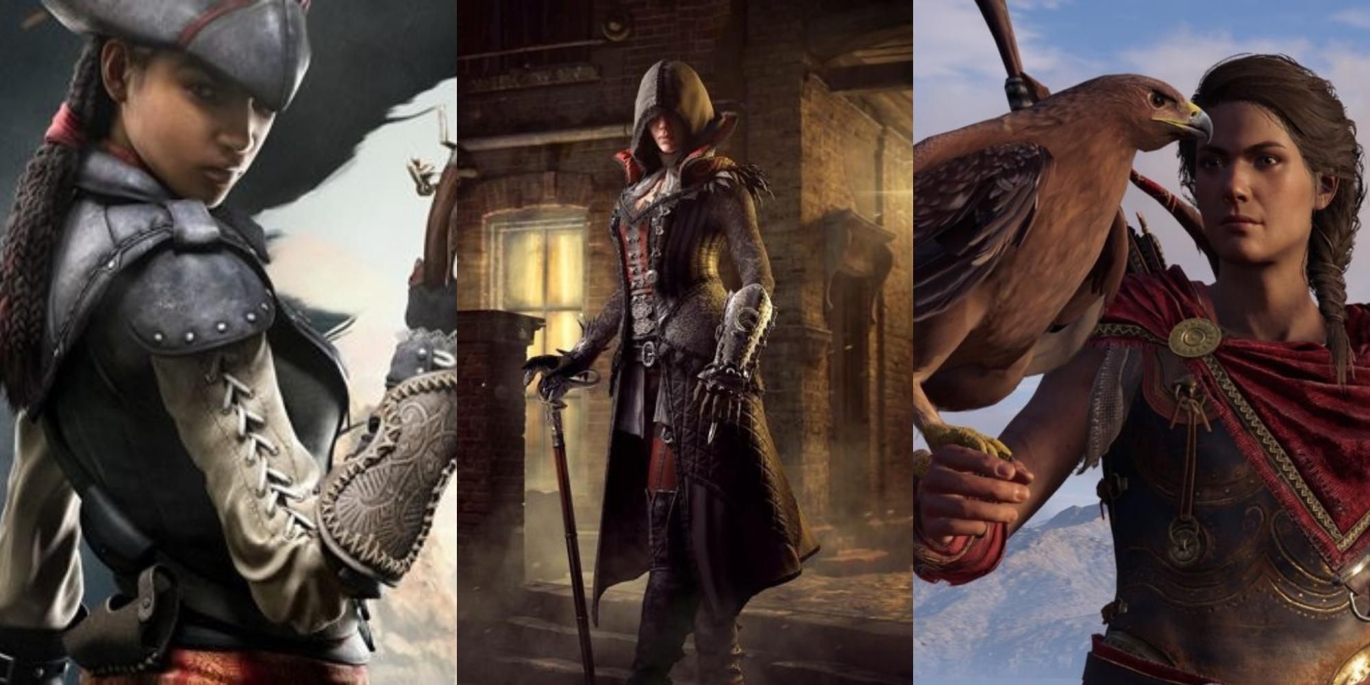 Aveline de Grandpré in Assassin's Creed III Liberation, Evie Frye in Assassin's Creed Syndicate, Kassandra in Assassin's Creed Odyssey