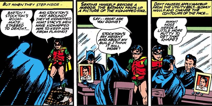 Batman Using His Makeup Kit