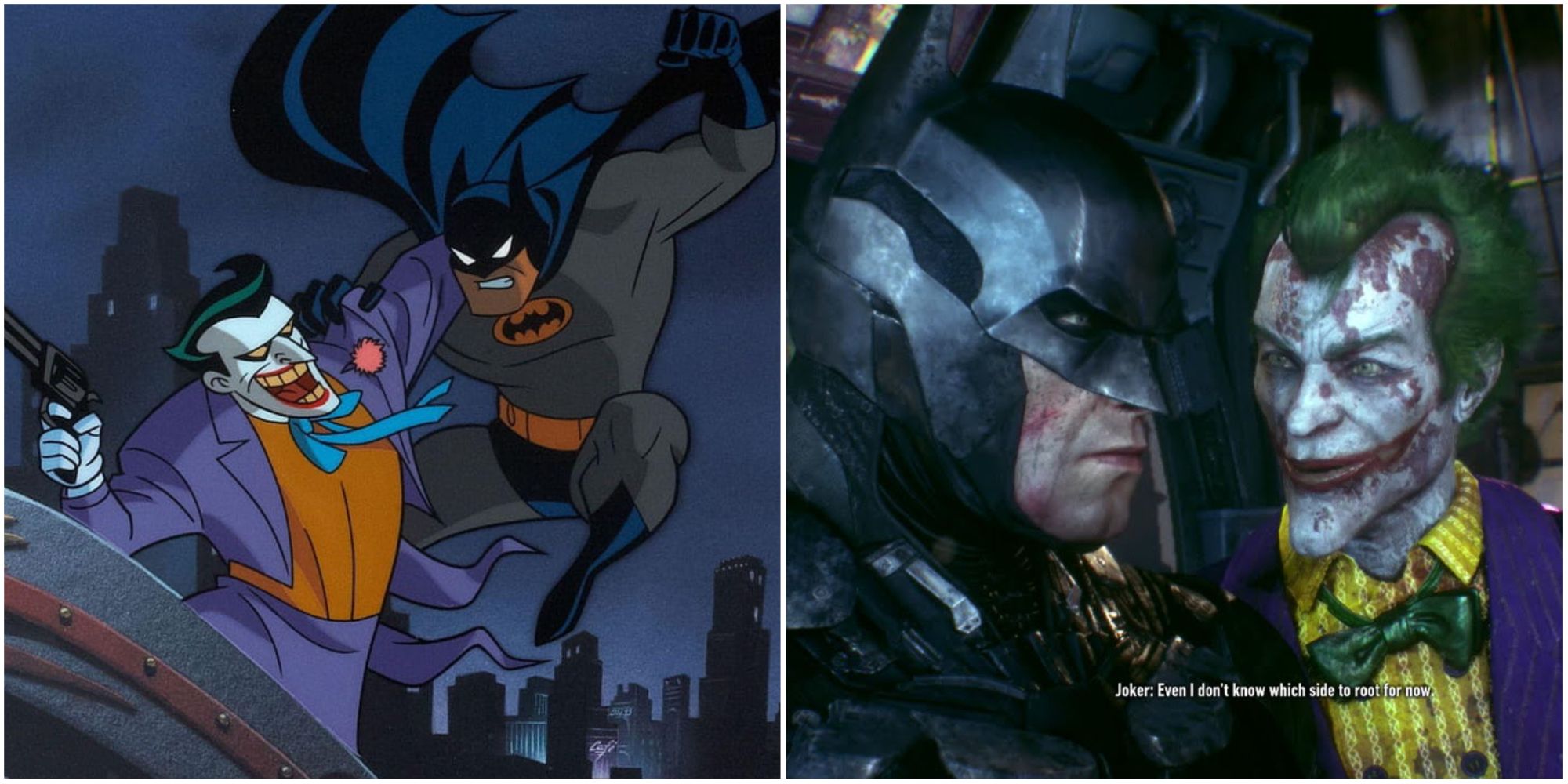 Batman and the Joker in The Animated Series and Arkham Knight