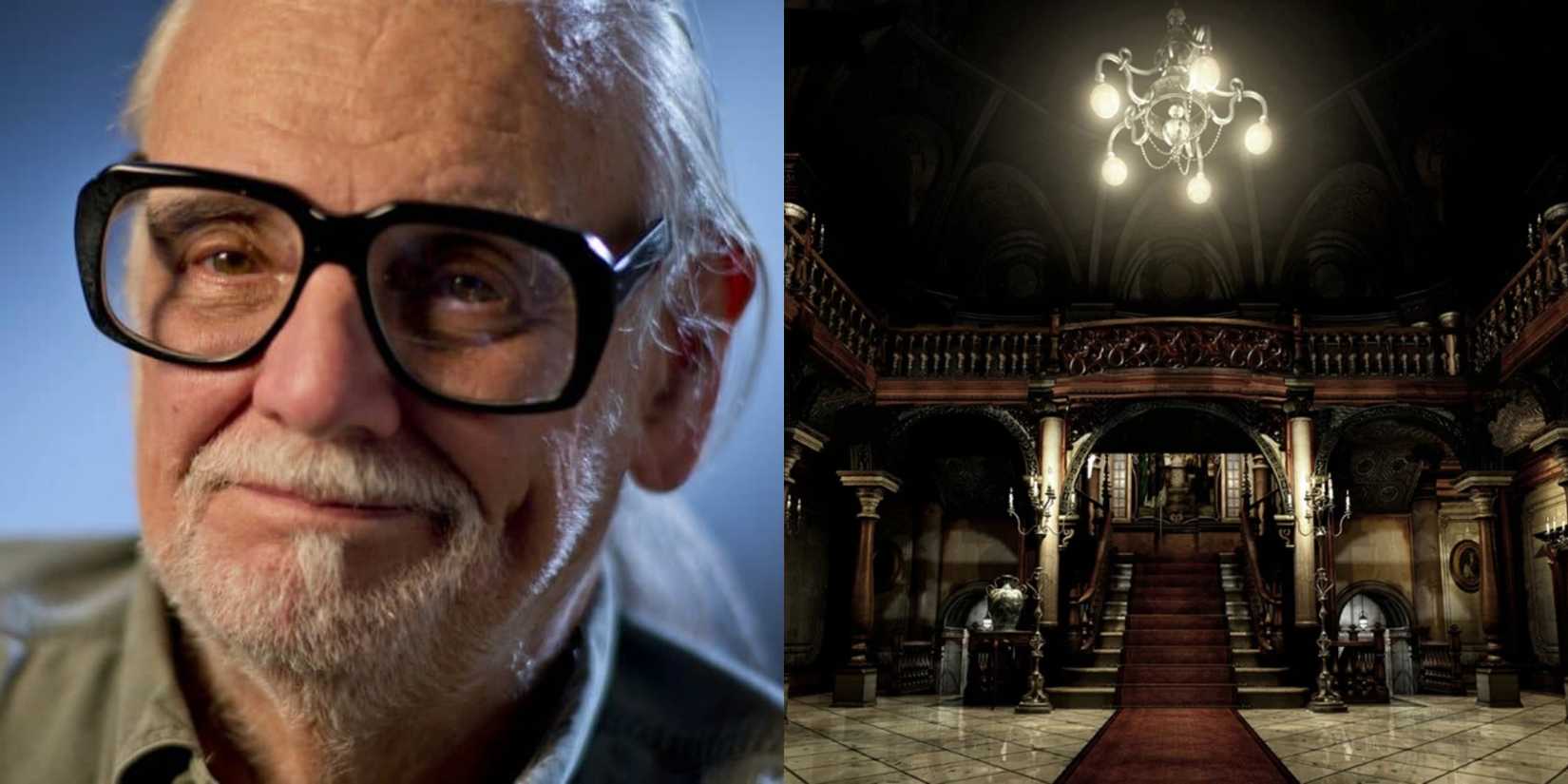 George Romero Resident Evil mansion collage
