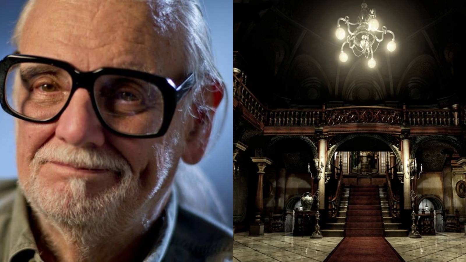 George Romero Resident Evil mansion collage