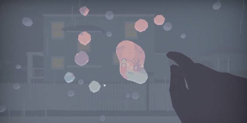 Player draws using water droplets to form a beautiful image on the window. 