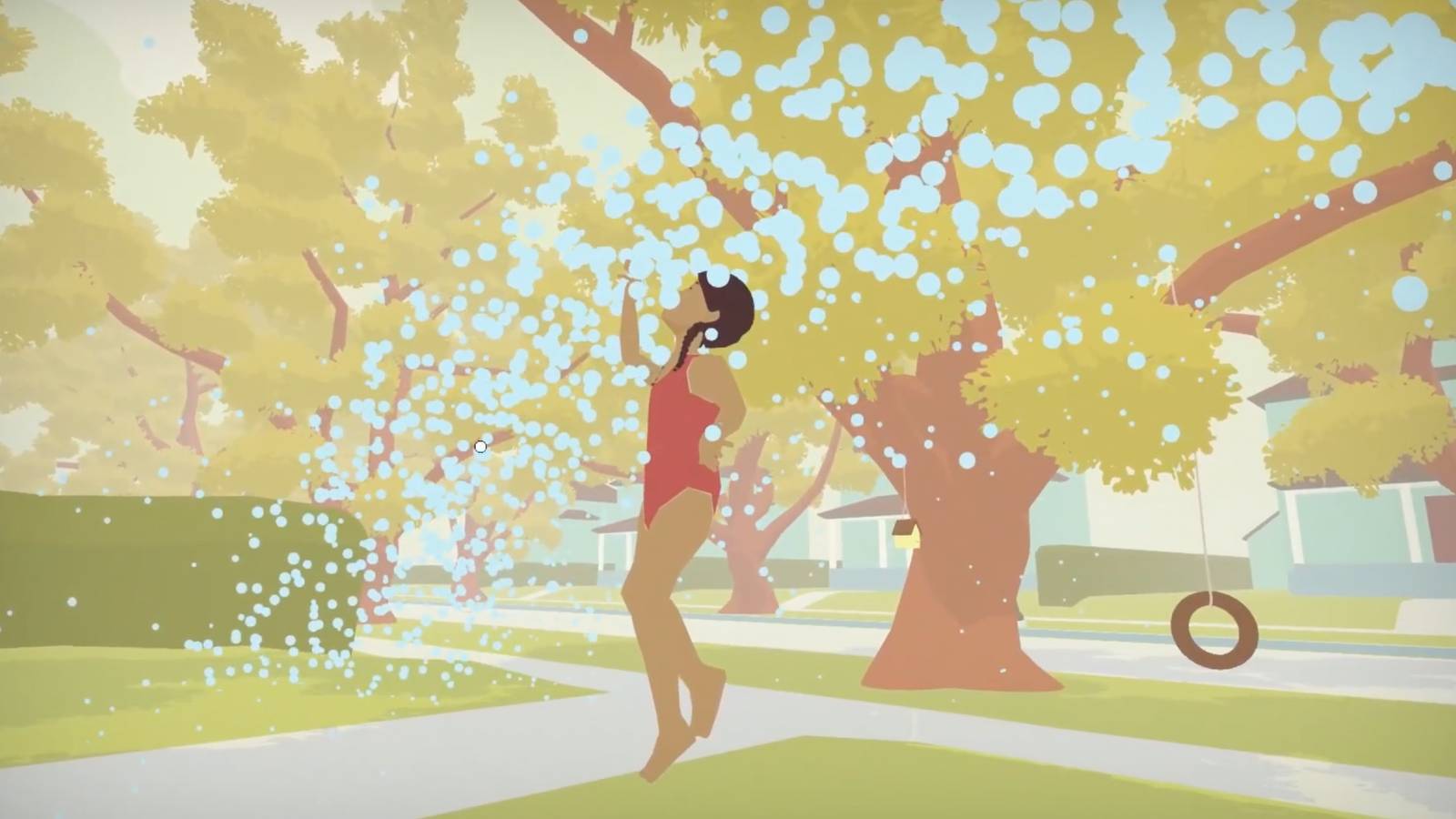 Player jumps with joy in the front yard