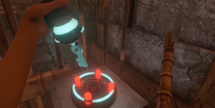 Player inserts key into the slot to open the prison cell