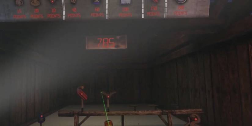 Player takes a shot at the shooting range