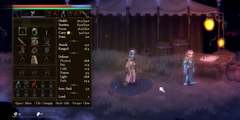 A player wearing the entire Cleric Set in Salt and Sacrifice