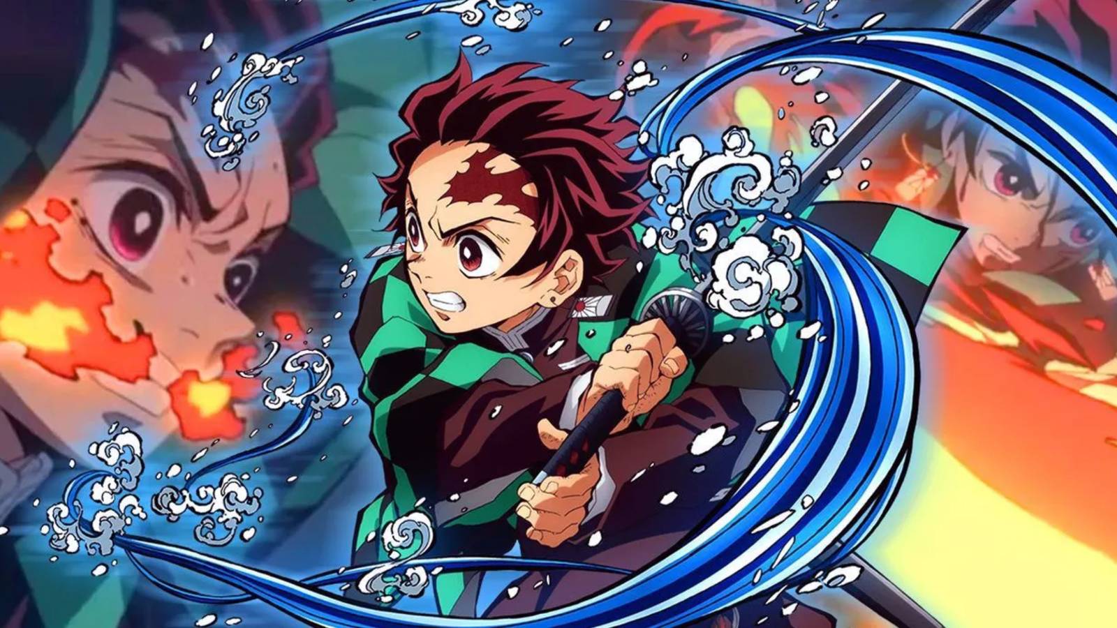 Tanjiro using various breathing techniques