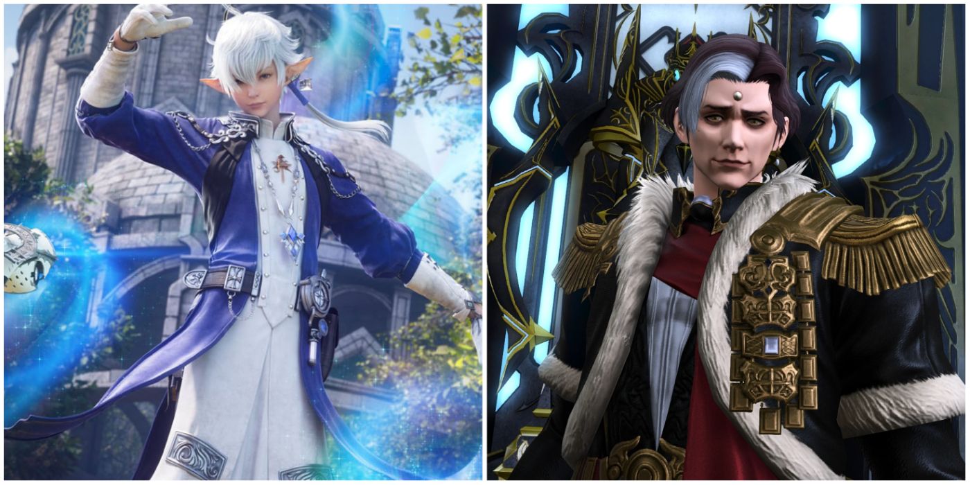 on the left is alphinaud and on the right is emet selch from final fantasy 14