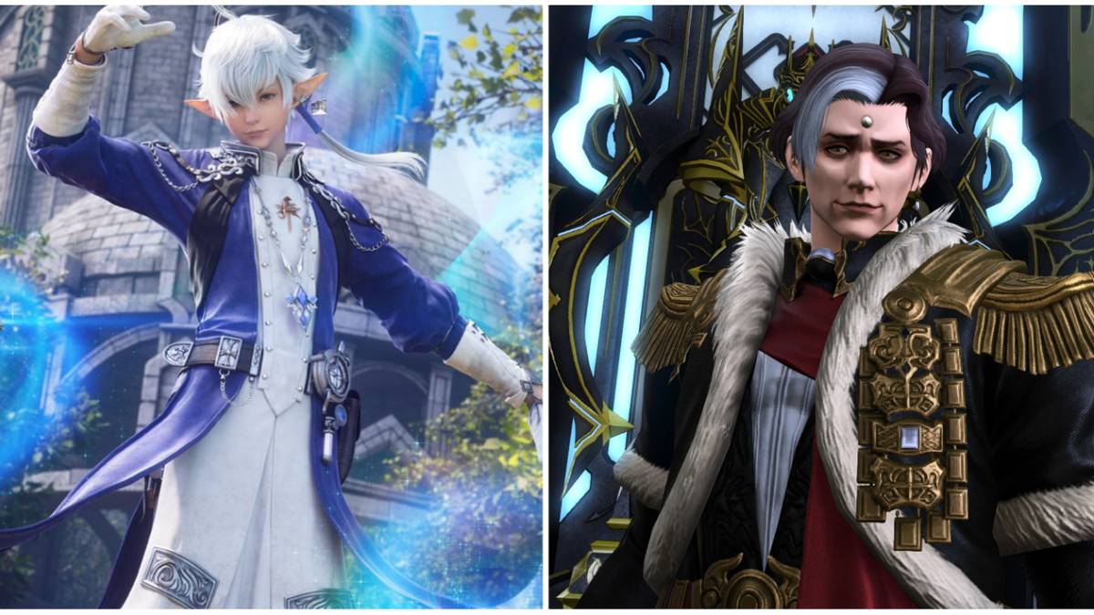 on the left is alphinaud and on the right is emet selch from final fantasy 14