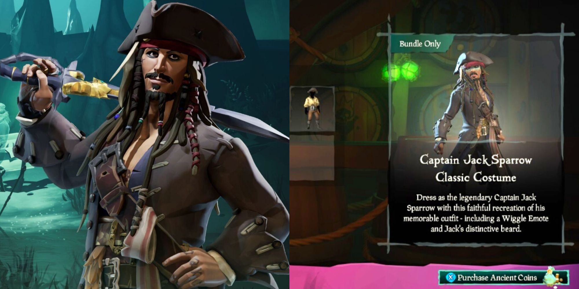 Captain Jack Sparrow And The Classic Captain Jack Sparrow Costume In Sea Of Thieves