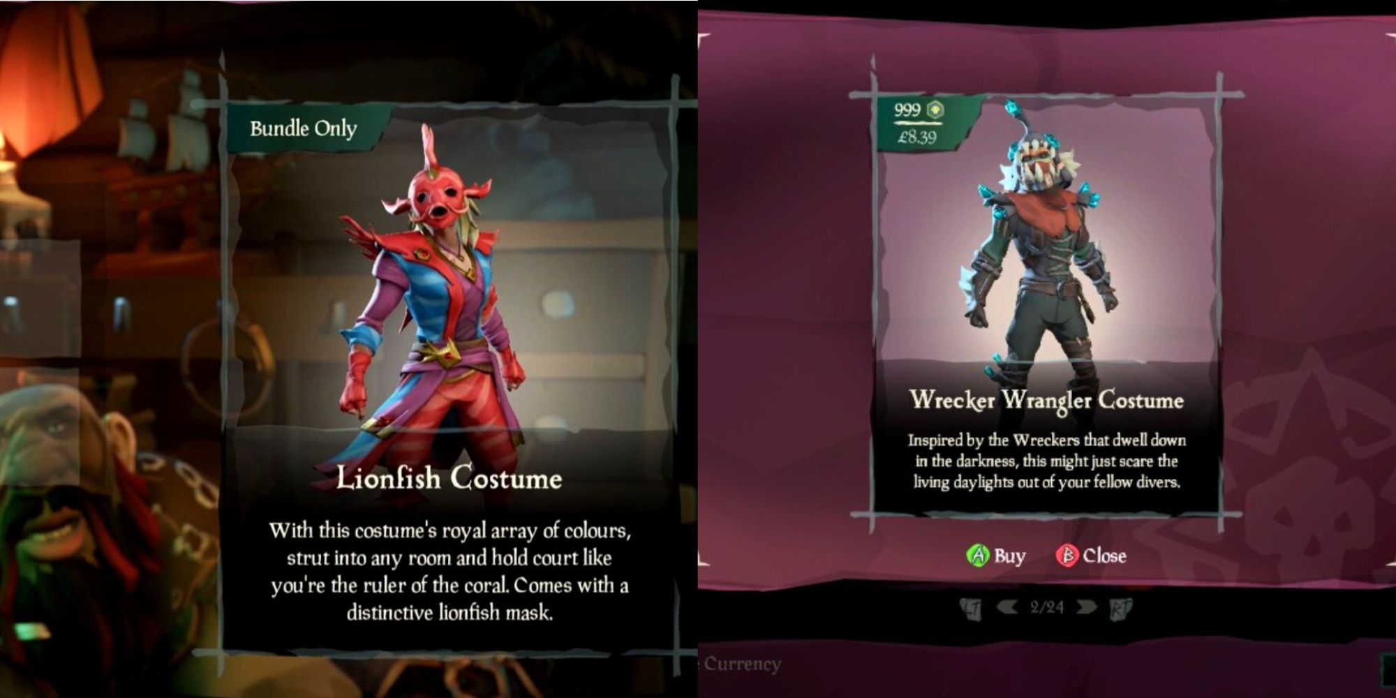 The Lionfish And Wrecker Wrangler Costumes In Sea Of Thieves