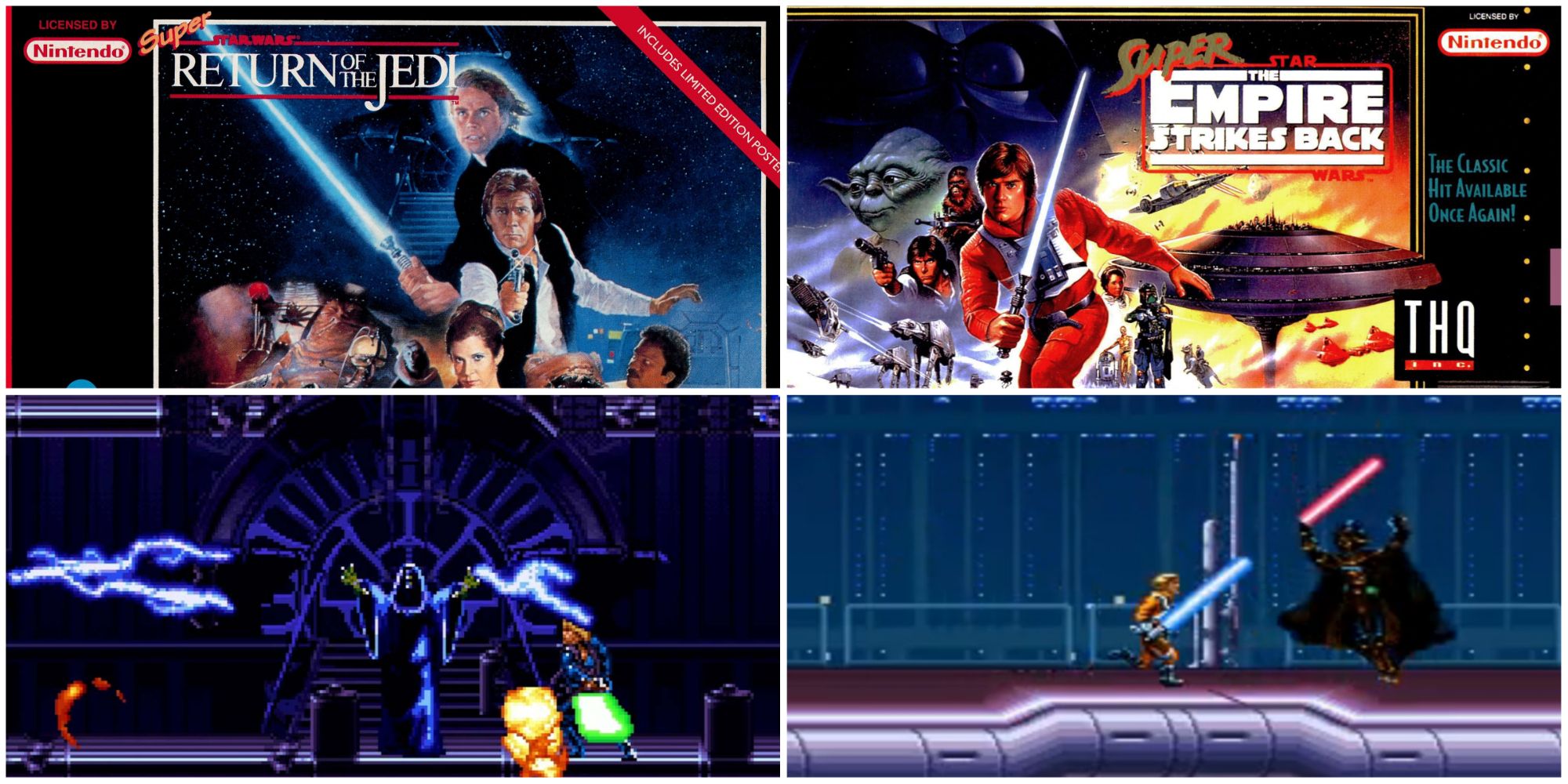 Super Return Of The Jedi Cover Art & Gameplay & Super Empire Strikes Back Cover Art & Gameplay