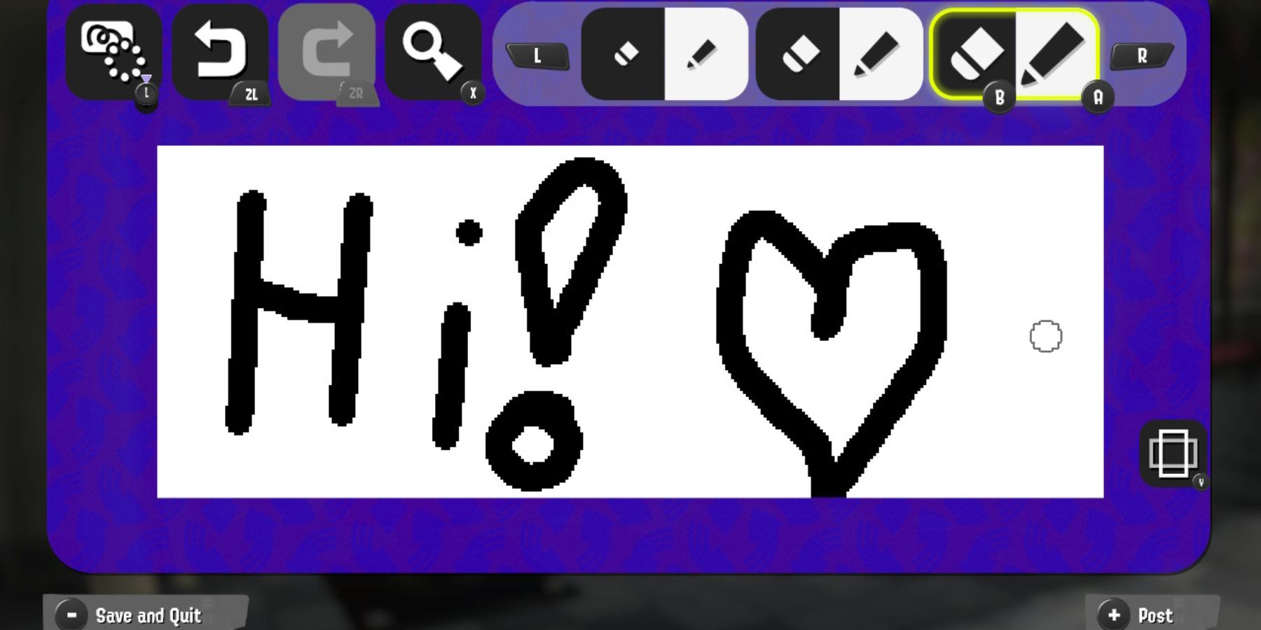 Drawing with heart that says "Hi." 