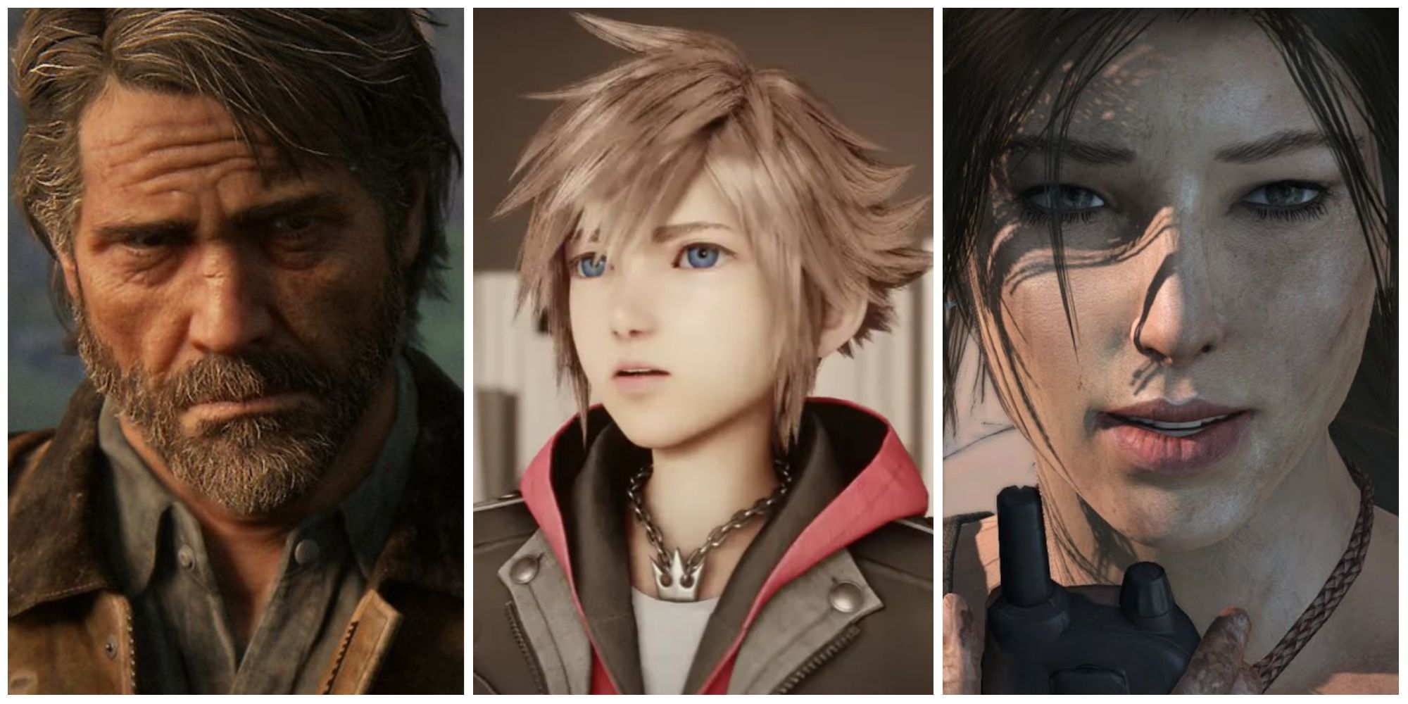8 Characters In Video Game Franchises That Went Through Subtle Changes Joel Sora Lara Croft