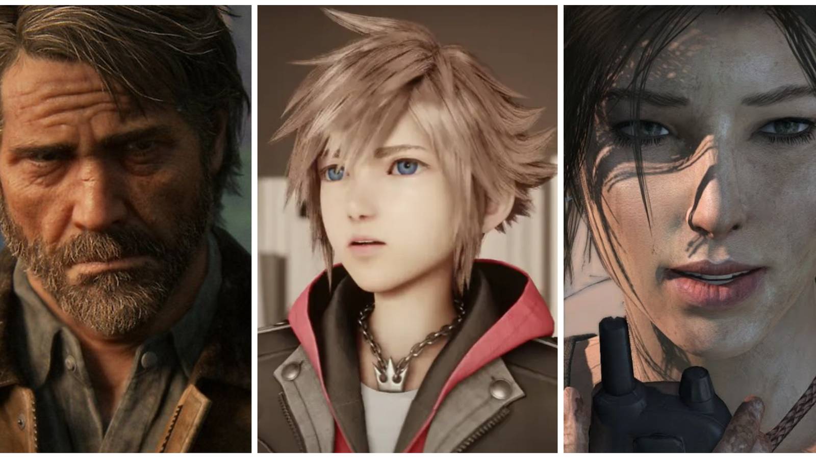 8 Characters In Video Game Franchises That Went Through Subtle Changes Joel Sora Lara Croft
