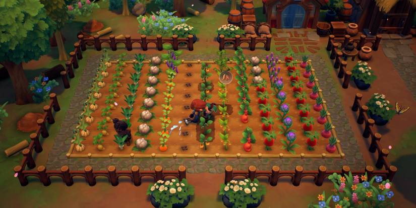 Player tending crops.