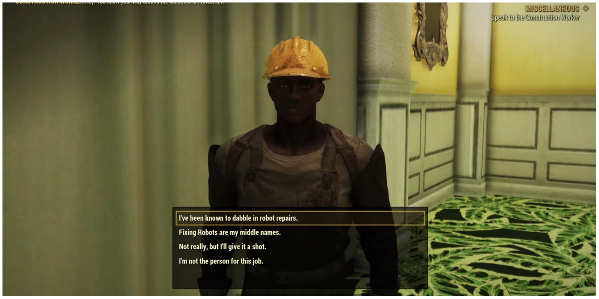 Fallout 76 Whitespring Refuge NPC запрос на услугу