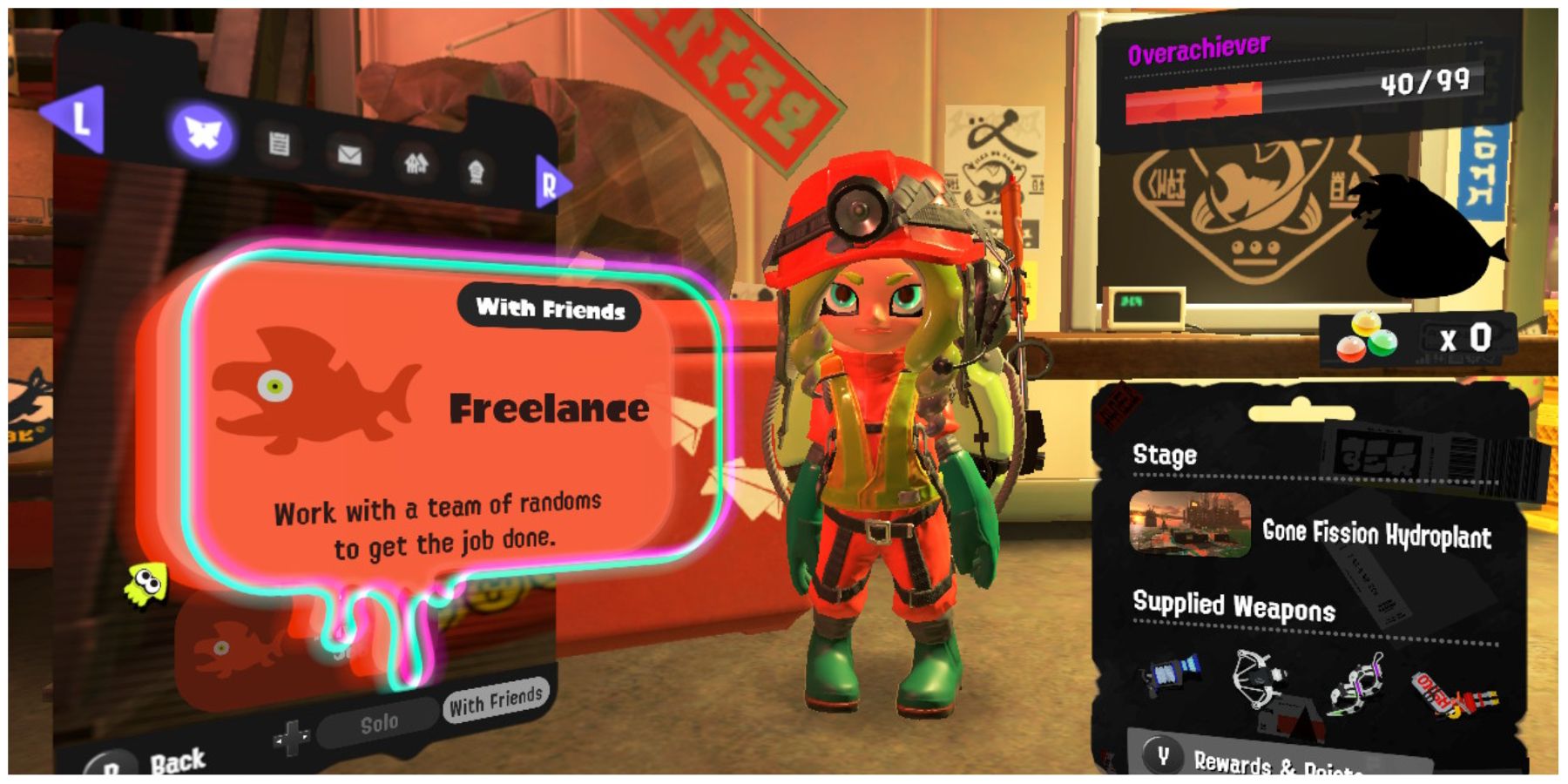 Salmon Run freelance menu.