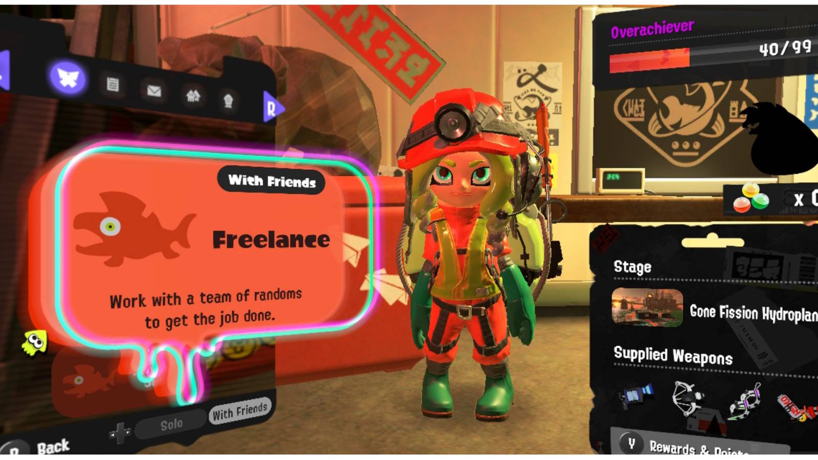 Salmon Run freelance menu.