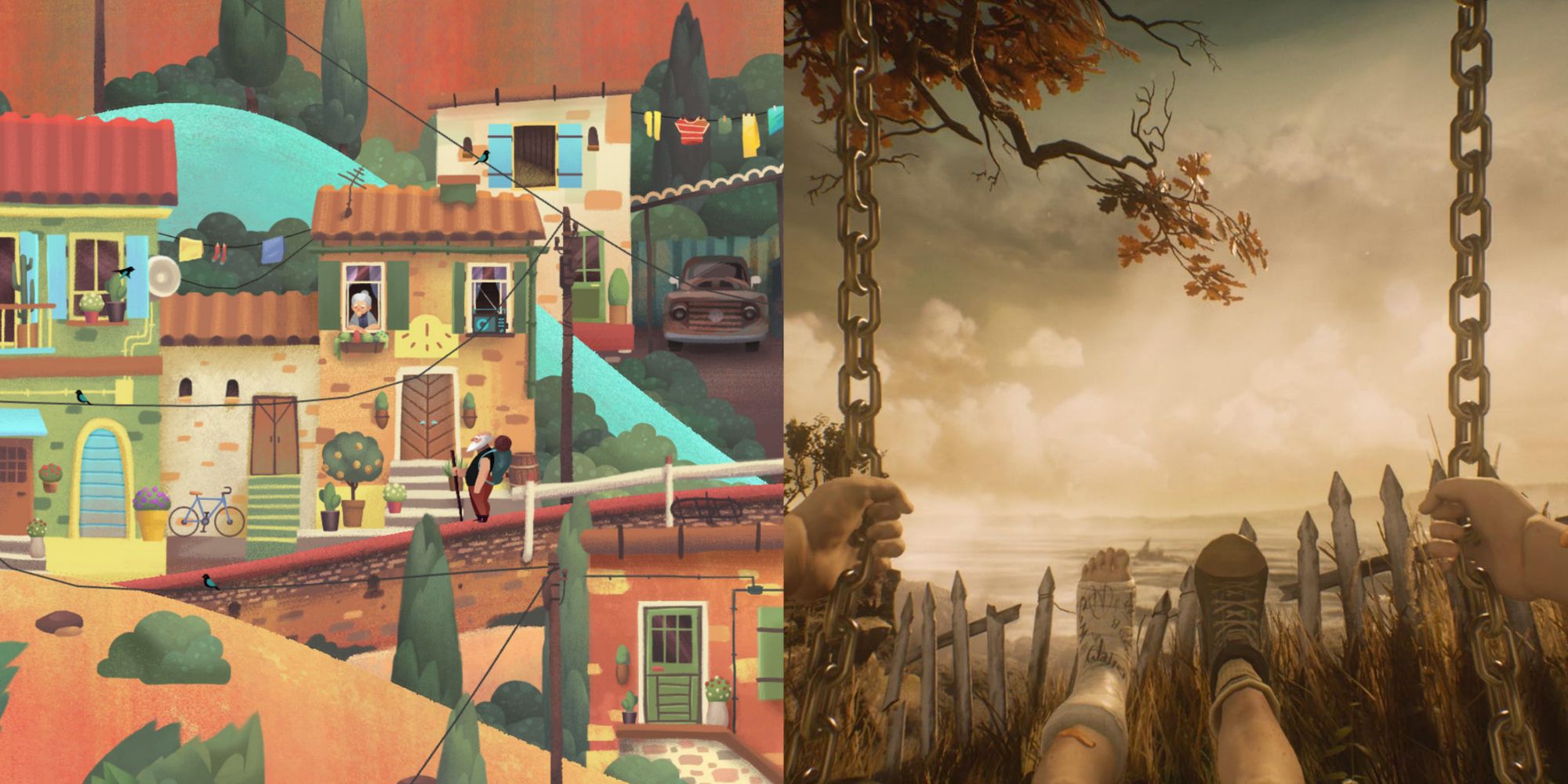 Split image of Old Man's Journey and What Remains of Edith Finch.