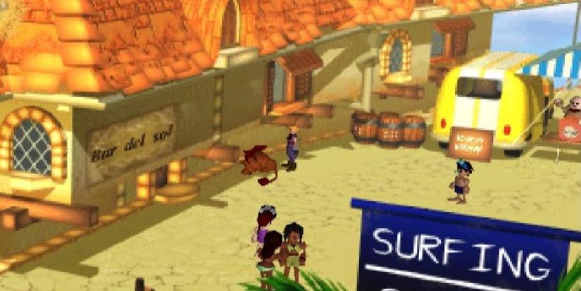 Cloud and Red XIII at Costa del Sol in Final Fantasy 7