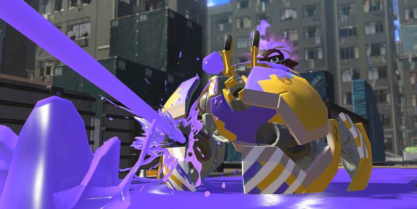 The stout Crab Tank firing an ink blast in Splatoon 3