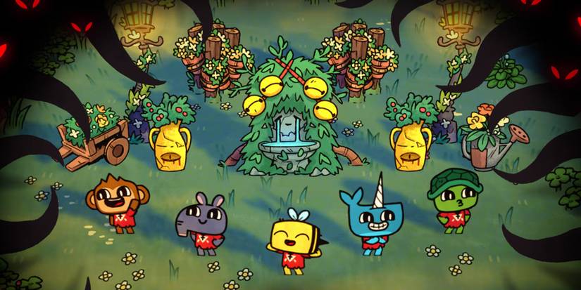 Cult of the Lamb Cultists Dancing Around A Shrine